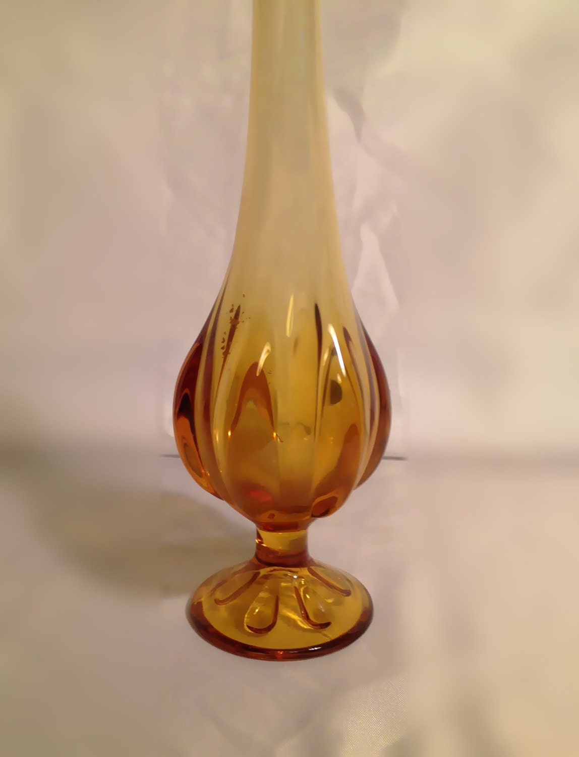 Vintage Swung Glass Vase Epic Viking Vase Amber Stretch Vase 2111