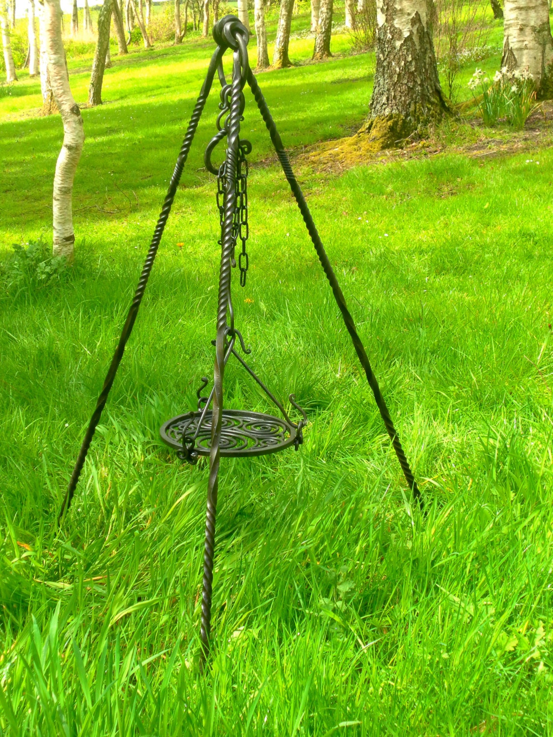 Deluxe Twisted Outdoor Cooking Tripod with by ArtisanIronwork