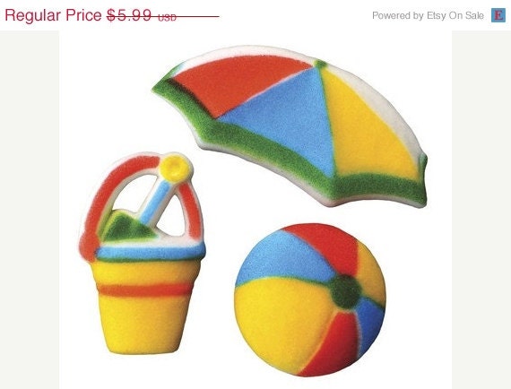 SUMMER SALE Fun in the Sun Edible Sugar Cupcake Toppers Il_570xn