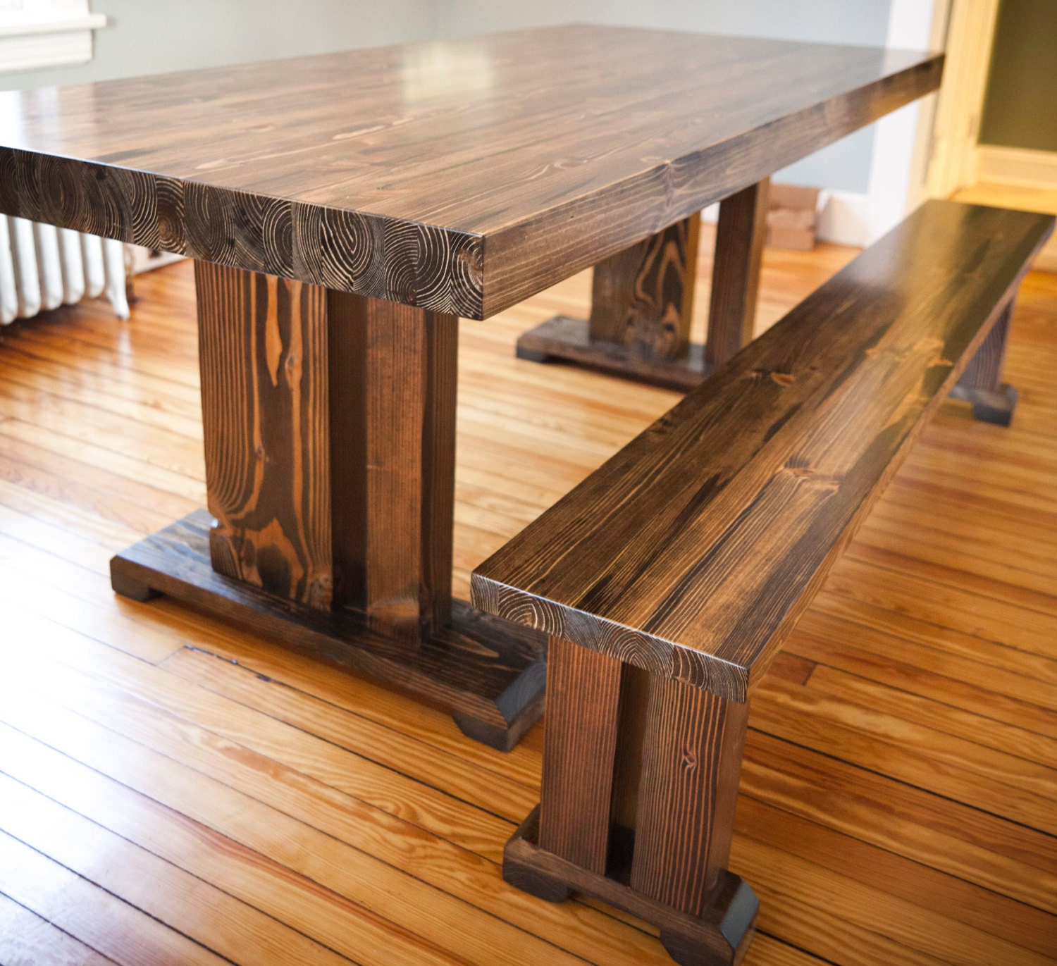 8ft Butcher Block Style Table Solid Wood Farmhouse by EmmorWorks