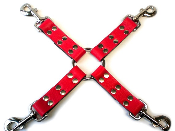 1 Red Leather 4-way hog-tie connector for bondage by VonBondage