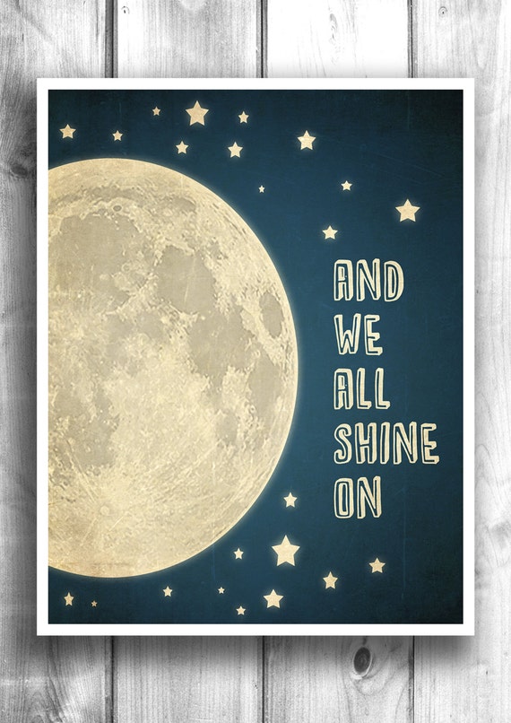 moon and stars typographic print inspirational by happylettershop