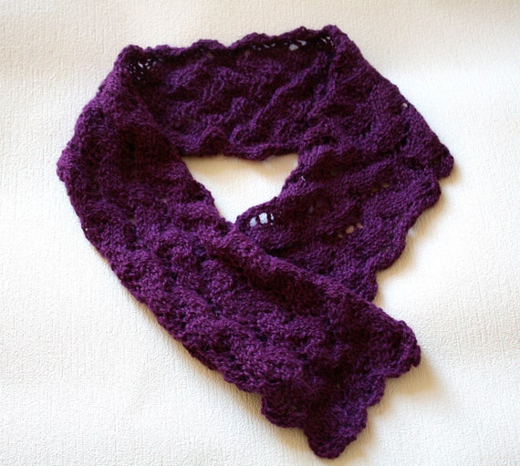 Items similar to Knitted Alpaca Wool Scarf in Lace Pattern on Etsy