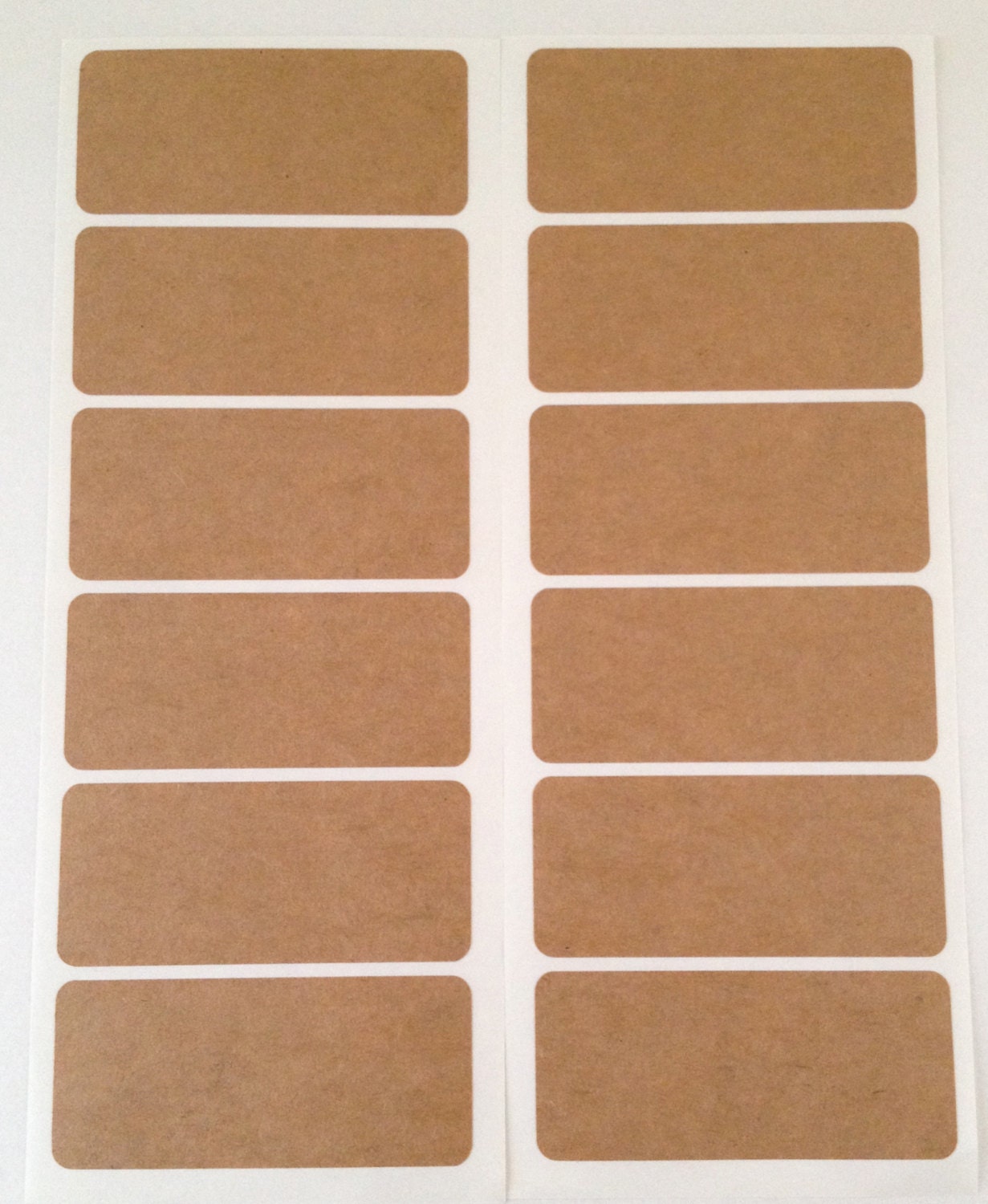 Rectangular Kraft Paper Sticker Labels Set of 12 Blank