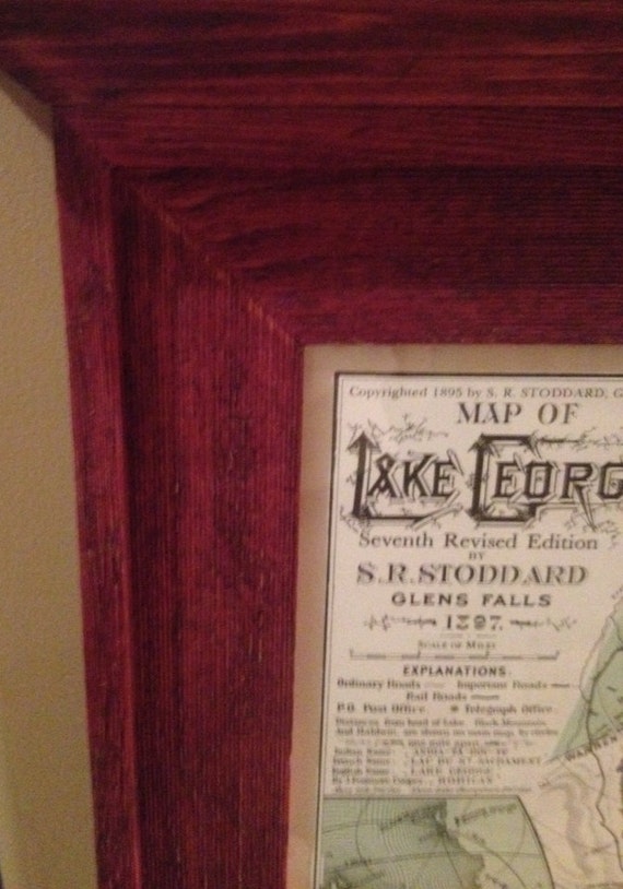 Custom Framed S.R Stoddard map Lake NY