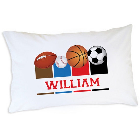 Items similar to Kids Personalized Pillowcase, Sports Pillow Case