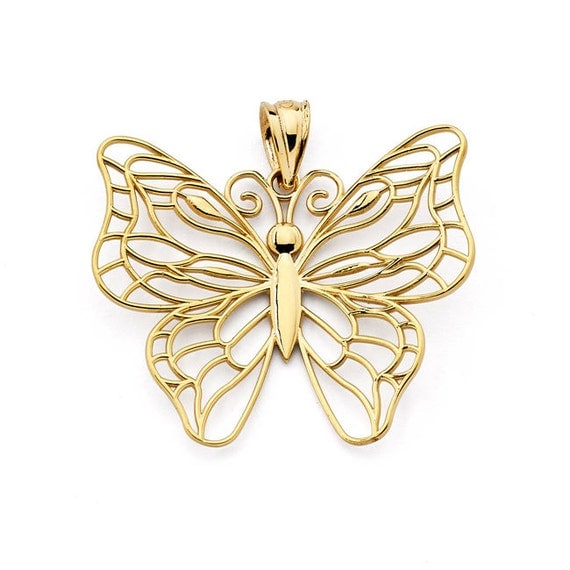 14K Solid Gold Butterfly Pendant 14K Solid Gold Butterfly