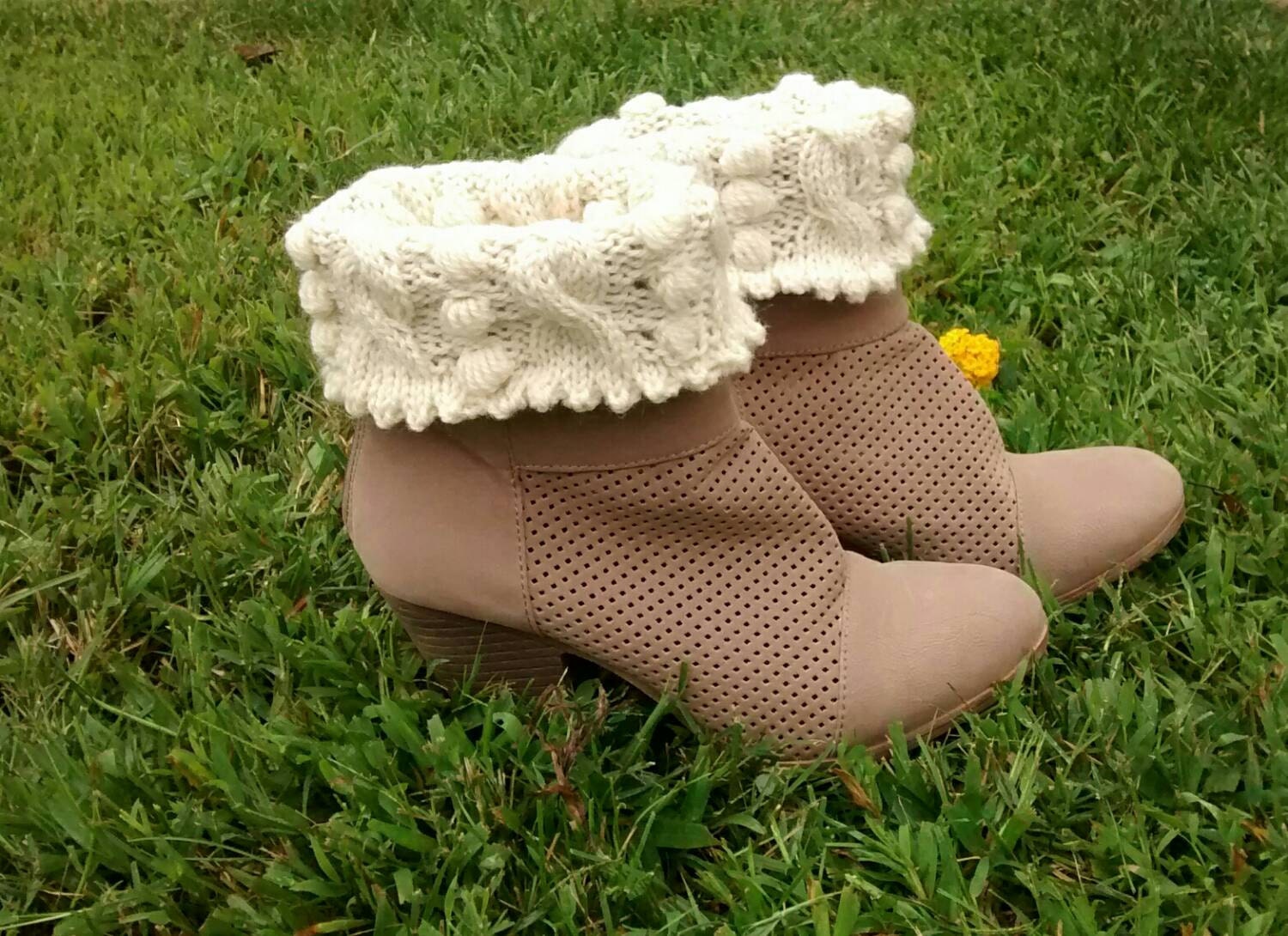 White ankle warmers short boot cuffs women's leg warmers