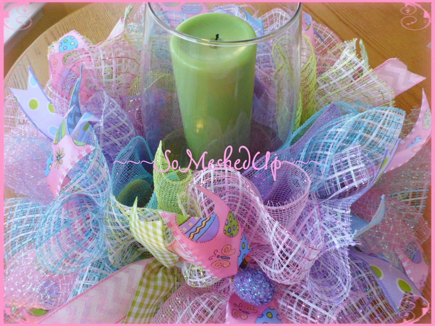 Pastel Deco Mesh Easter centerpiece or smaller sized by SoMeshedUp