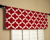 Red Window Valance - Red Valance - Kitchen Window Valance - 50x16 Valance - Window Treatments
