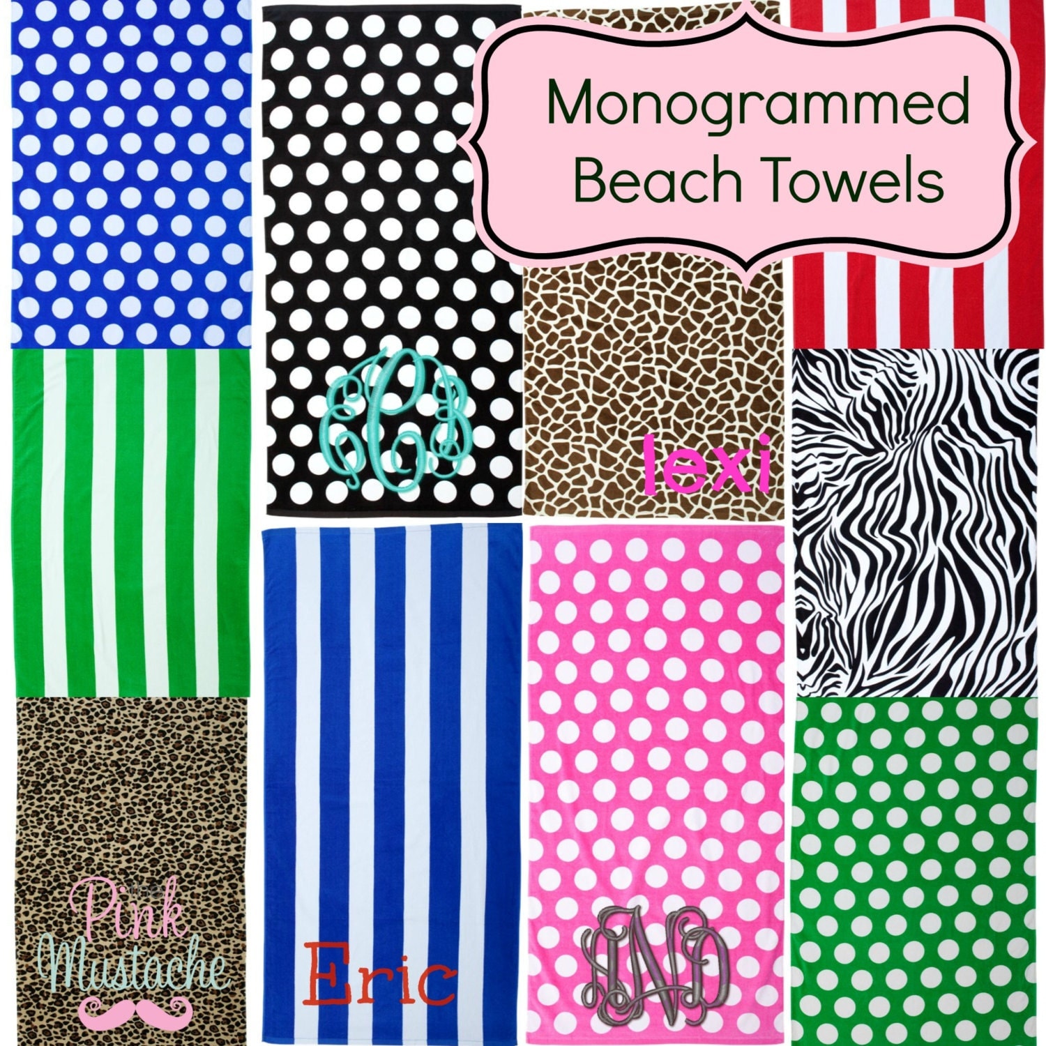 Monogrammed Beach Towel / Pool Towel / Bridesmaid Gift
