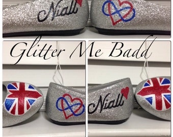 One Direction Inspired Glitter Flats with name