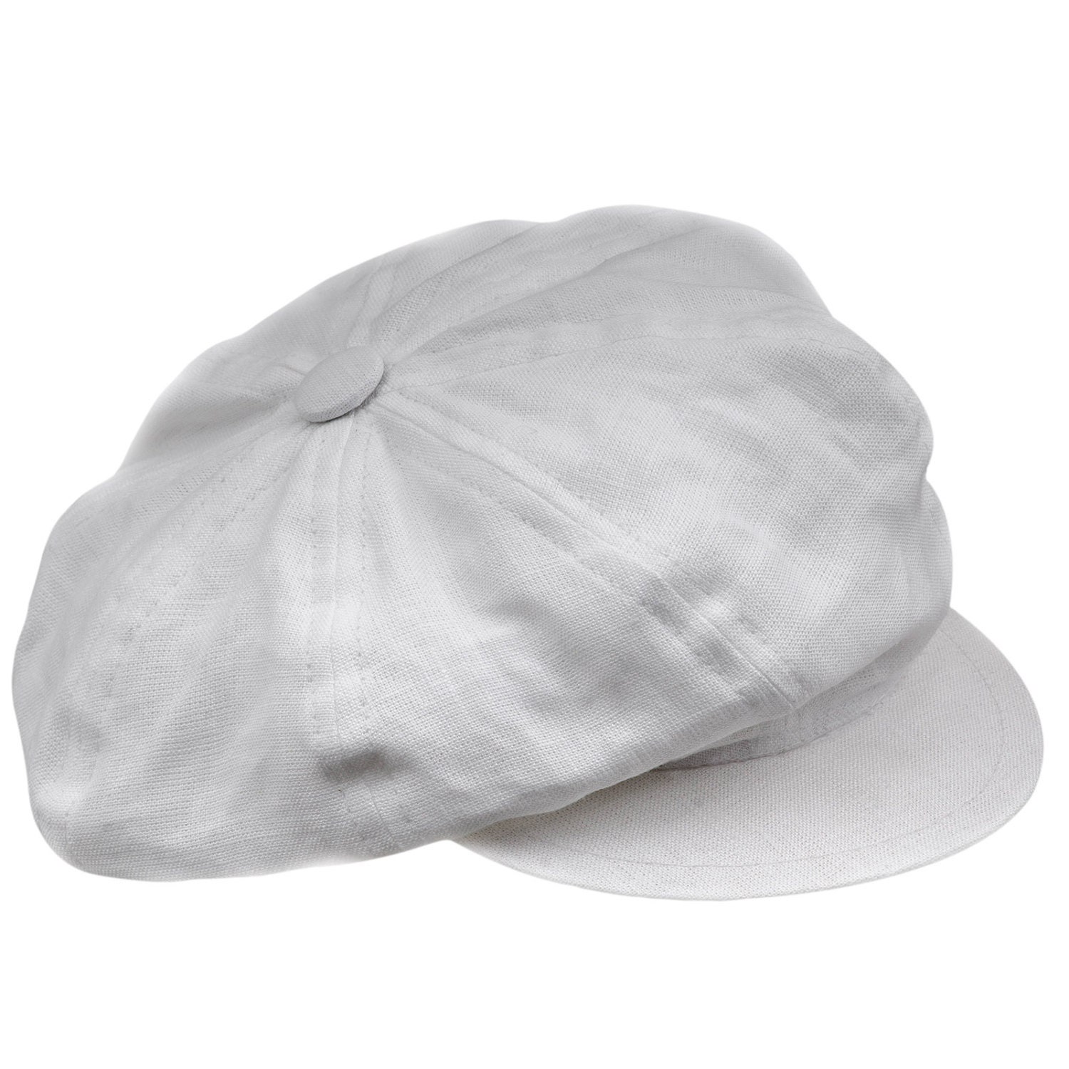 8 Panels 100% Linen Summer Newsboy Cap white