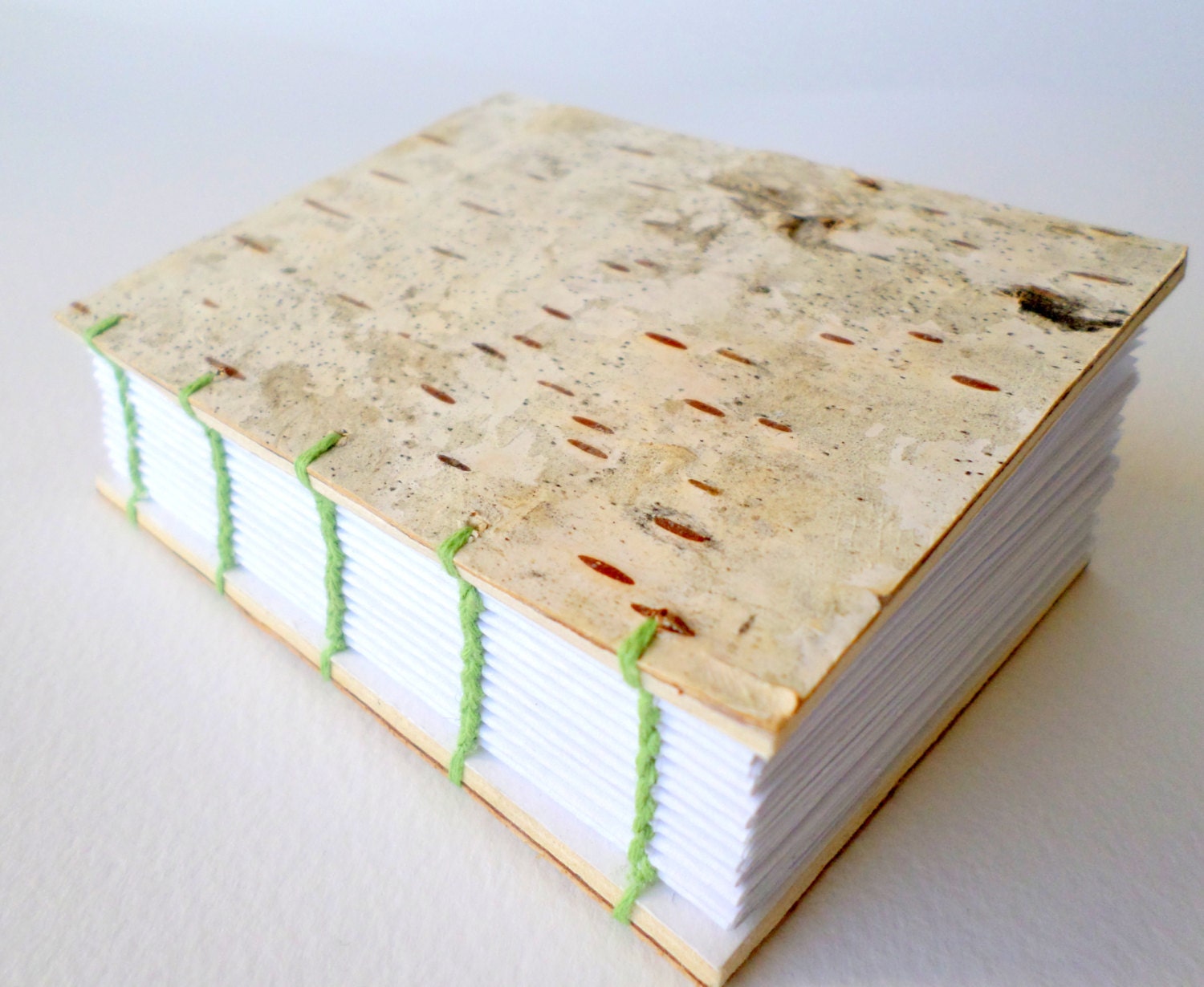 Personilized birch bark journal with coptic binding, handmade birch