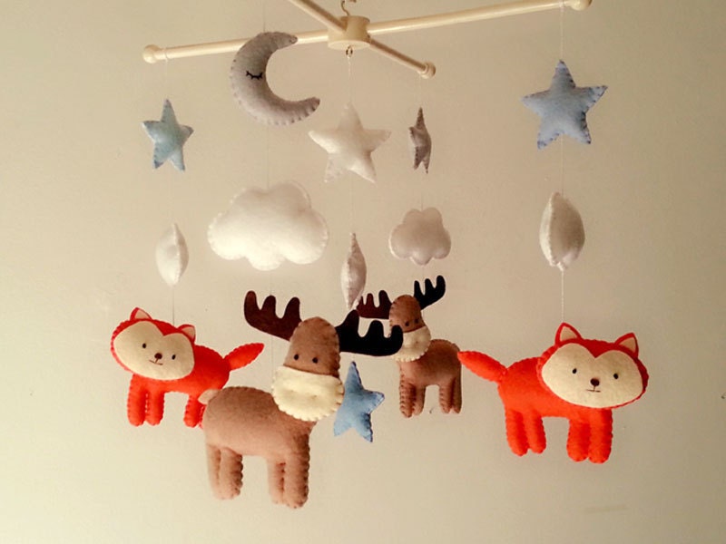 Baby crib mobile forest mobile animal mobile felt mobile