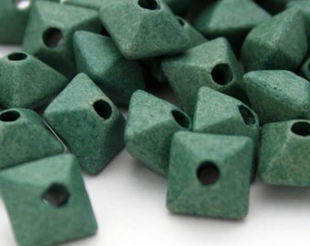 5 Mykonos Greek Matte Oxyhedron Beads in Seafoam Green - 12 mm