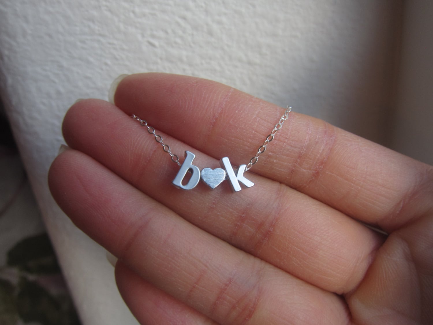 Two inital necklace boyfriend girlfriend tiny initial