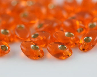 Miyuki Long Magatama beads, 4x7mm, Silver Lined Transparent Orange, 8 gram bag #8