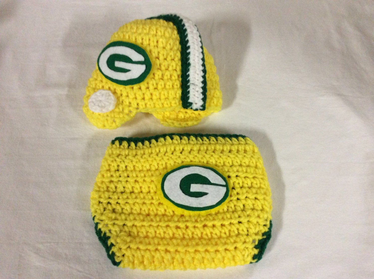 Green Bay Packers Baby Crochet Football Helmet and Diaper