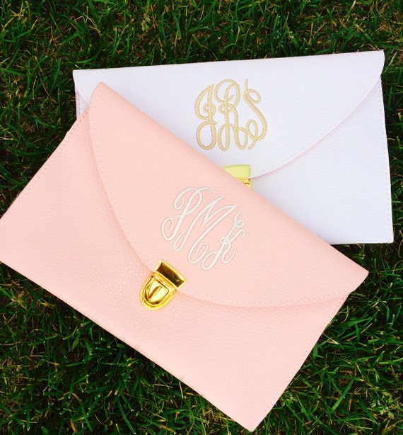 pink and white clutch