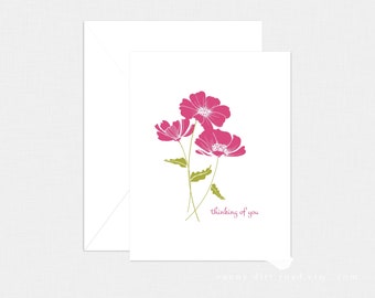 Fuchsia Floral Thinking of You Card