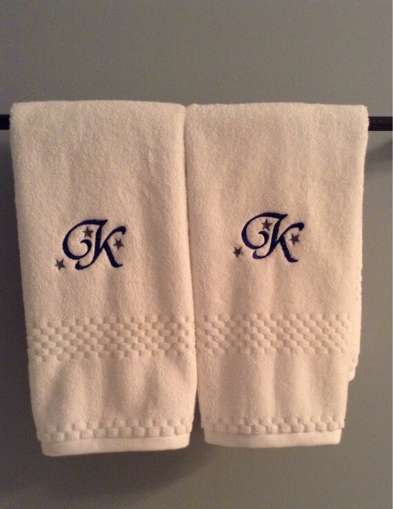 Embroidered / Embossed Initial hand towels by EmbroideryByDarlene