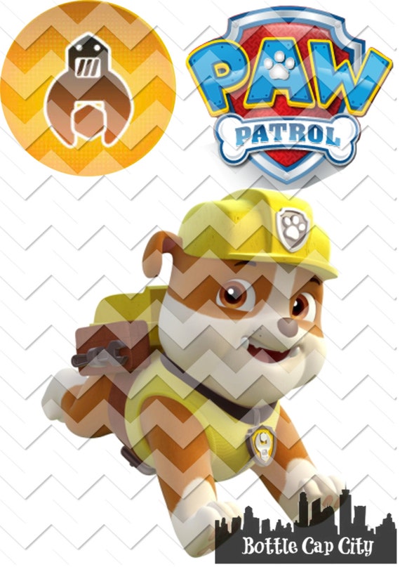 RUBBLE and Badge Paw Patrol Printable by BottleCapCityByTasha