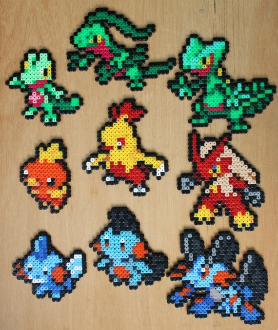 Pokemon Bead Sprite Generation Three Starter Set Hama Perler