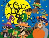 80% OFF Halloween clipart, raccoons clipart, clipart, vector graphics, digital clipart, instant download AMB-282 Il_170x135
