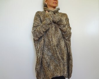 Oversized chunky woman sweater. Bulky/Slouchy/Loose sweater Multicolor knit womens sweater. Handmade knit sweater.