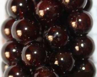 Genuine Garnet Beads - Round 8 mm Gemstone Beads - Full Strand 15 1/2", 48 beads, A-Quality