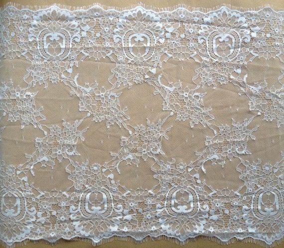 3.3 Yards French Chantilly Eyelash Lace Trim in White Wide