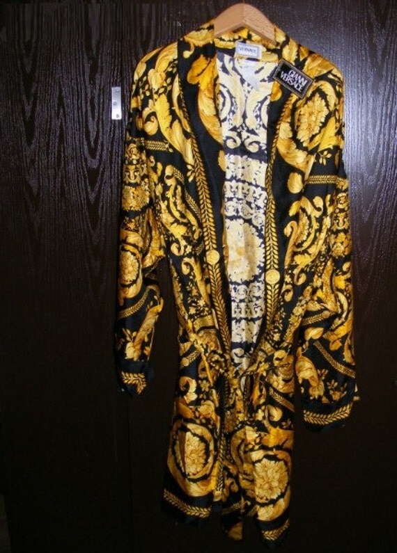 versace black gold robe
