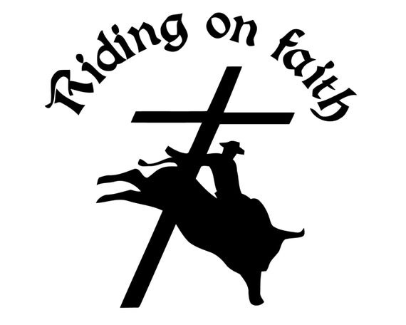 Riding faith bull cowboy christian sticker decal bumper Riding on Faith Bumper Sticker Christian Cowboy Decal Bull