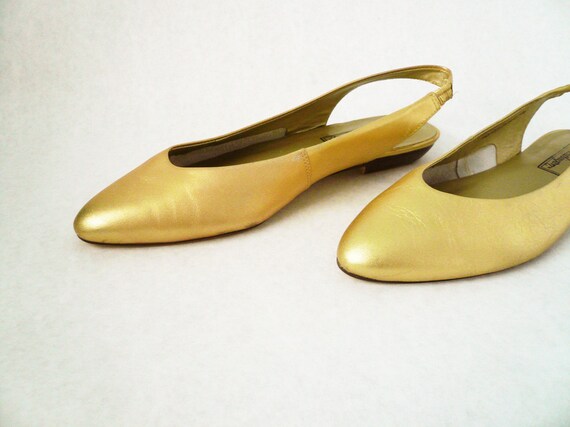 gold slingback flats