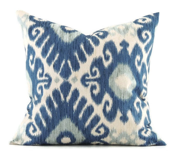 Indigo Ikat Pillow 20x20 Pillow Cover Decorative Pillows