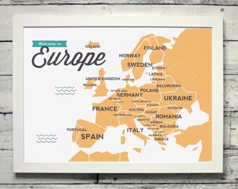 Map of Europe | # poster, map, print, vintage