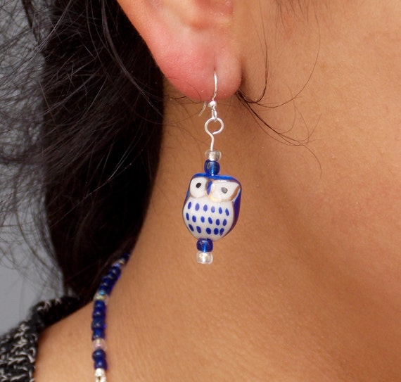 Items similar to Owl Earrings, Ceramic Owl Earrings, Owl Jewelry on Etsy
