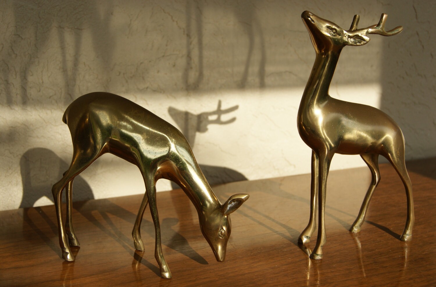 Vintage Large BRASS DEER Statue Figurines. by RetroStampedRare