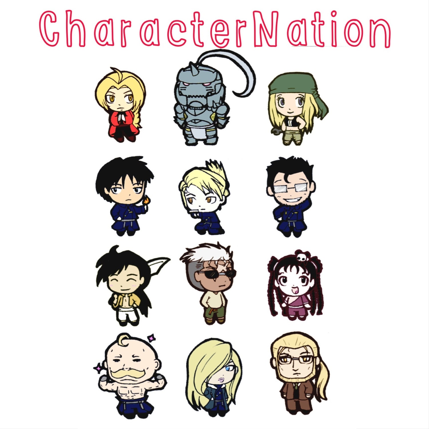 FULLMETAL ALCHEMIST Stickers 12 Characters Chibi Fan-art