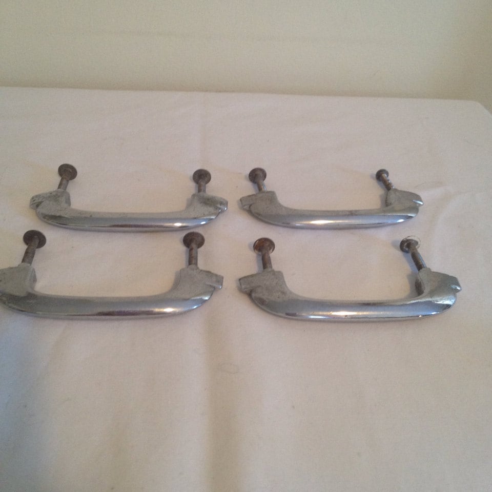 Retro Chrome Drawer Pulls Set of 4 by SalvagedAndCured on Etsy