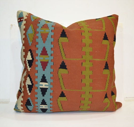 Kilim pillow Decorative Pillows Ethnic Woolen by PillowsHistoric