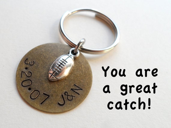 Football Keychain, Bronze Anniversary Keychain, Couples Keychain ...