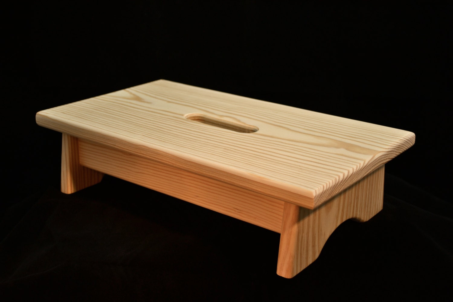 Small Wood Step Stool with Handle Hole Unfinished Pine