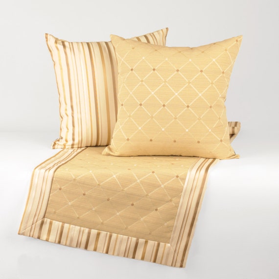 Gold and Cream Luxury Bed Runner One of a Kind Bed Linens