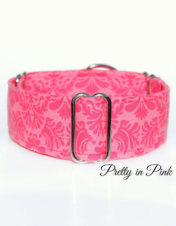 Pink martingale dog collar wide dog collar 1.5 inch