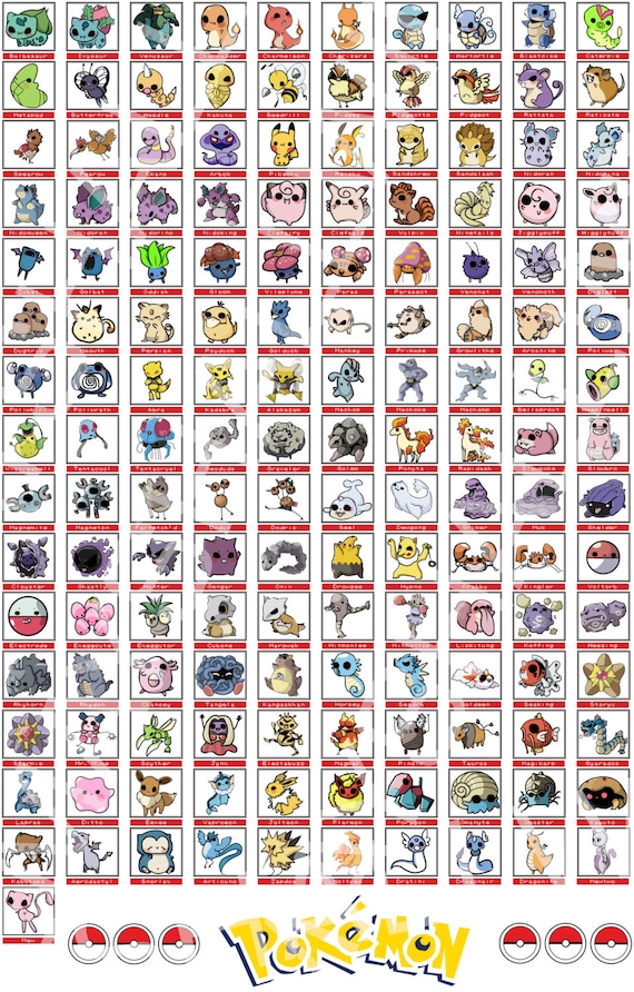 All 151 Pokemon Stickers by Mayshallwin on Etsy