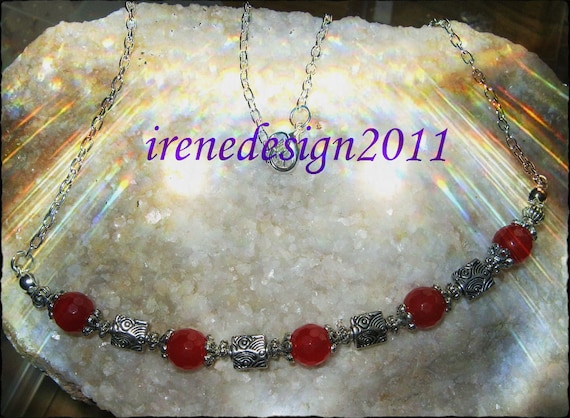 Handmade Silver Necklace with Facetted Red Ruby by IreneDesign2011