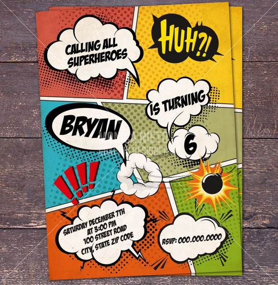 Comic Book Style Invitations 1