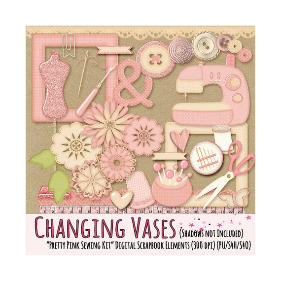 Pretty Pink Sewing Scrapbook Kit by Changing Vases